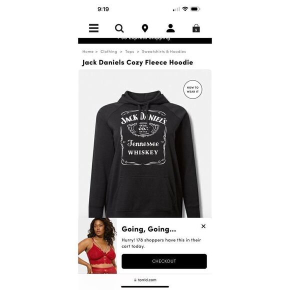 Torrid plus size jack daniels  hooded sweatshirt- hoodie xxl plus - Picture 1 of 5